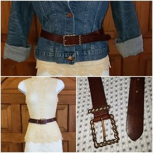 Vintage Express Italian Leather Brown Belt NICE!!